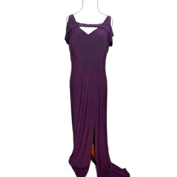 Nightway Dress Women's Size 12 Purple Gown Wedding Guest Maxi High Slit - Picture 2 of 5